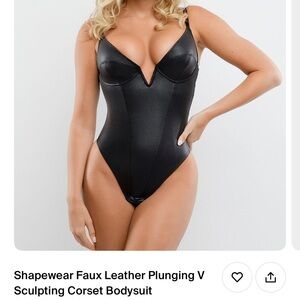 Popilush Black Leather Bodysuit